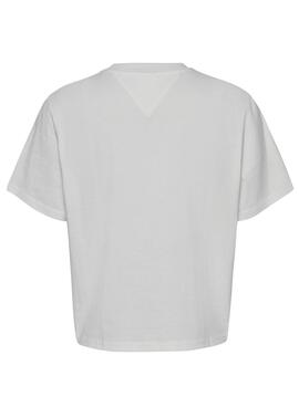 T-Shirt Tommy Jeans Pop Badge Weiss für Damen