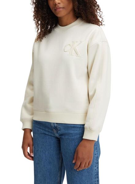 Sweatshirt Calvin Klein Chenille Weiss für Damen