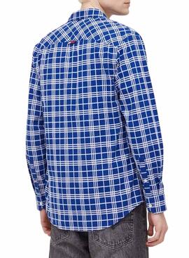 Hemd Tommy Jeans Small Check Blau für Herren