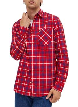 Hemd Tommy Jeans Small Check Rot für Herren