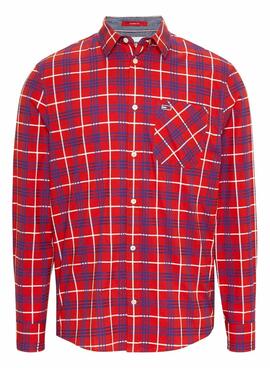 Hemd Tommy Jeans Small Check Rot für Herren