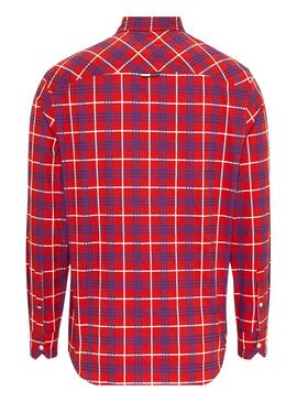 Hemd Tommy Jeans Small Check Rot für Herren