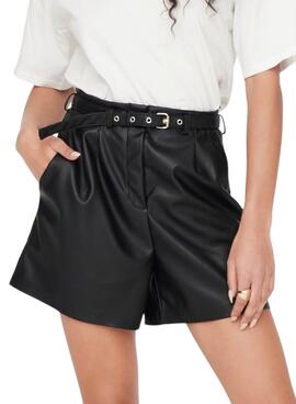 Shorts Only Heidi Kunstleder Schwarz für Damen