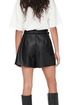 Shorts Only Heidi Kunstleder Schwarz für Damen