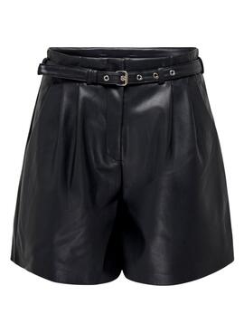 Shorts Only Heidi Kunstleder Schwarz für Damen