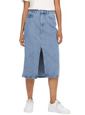 Rock Denim Only Bianca Midi Light Blau Damen