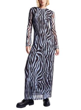 Kleid Tommy Jeans Zebra Maxi Blau für Damen