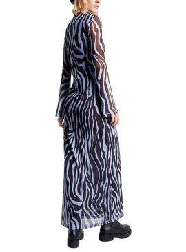 Kleid Tommy Jeans Zebra Maxi Blau für Damen