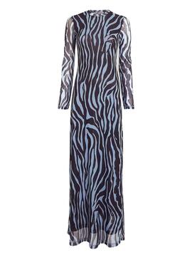 Kleid Tommy Jeans Zebra Maxi Blau für Damen