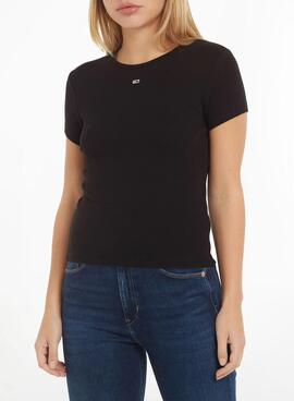 T-Shirt Tommy Jeans Essential Schwarz für Damen