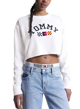 Sweatshirt Tommy Jeans Archive Weiss für Damen