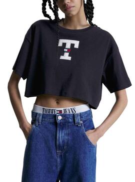 T-Shirt Tommy Jeans Modern Prep Schwarz für Damen