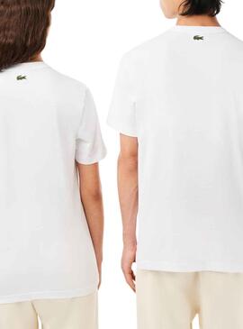 T-Shirt Lacoste Efecto 3D Weiss Herren Damen