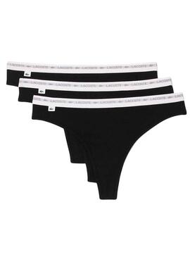 Pack 3 Tangas Lacoste String Schwarz für Damen