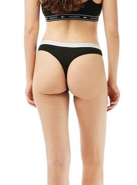 Pack 3 Tangas Lacoste String Schwarz für Damen