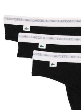 Pack 3 Tangas Lacoste String Schwarz für Damen