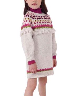 Kleid Mayoral Knitted Flecos Beige für Mädchen