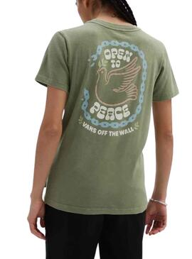 T-Shirt Vans Open bis Peace Grün für Damen