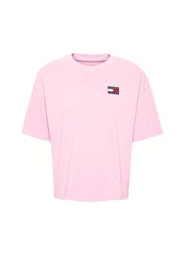 T-Shirt Tommy Jeans Badge Pink Damen