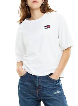 T-Shirt Tommy Jeans Badge Weiß Damen