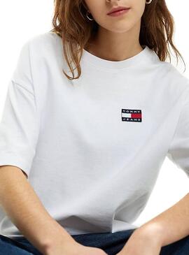 T-Shirt Tommy Jeans Badge Weiß Damen
