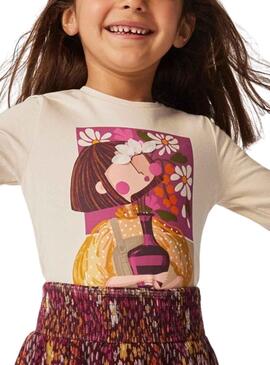 T-Shirt Mayoral Siebdruck Beige für Mädchen