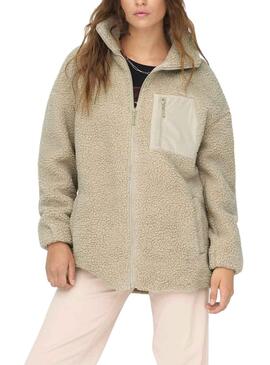 Jacke Only Tracy Sherpa Beige für Damen