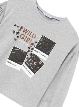 T-Shirt Mayoral Wild Girl Grau für Mädchen
