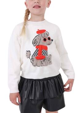 Pullover Mayoral Hund Pelz Weiss für Mädchen