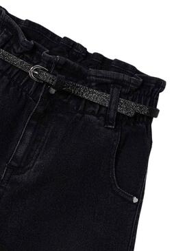 Hose Denim Mayoral Gürtel Schwarz für Mädchen