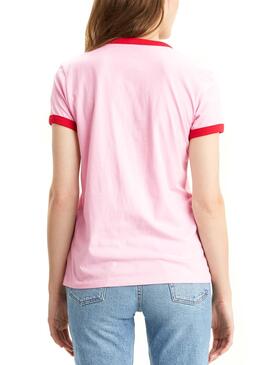 T-Shirt Levis Perfekt Ringer Rosa Damen