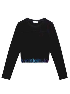T-Shirt Calvin Klein Knitted Tape Schwarz Mädchen