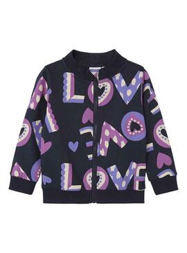 Sweatshirt Name It Nila LoveLove Blau Marineblau für Mädchen