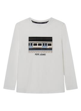 T-Shirt Pepe Jeans Nealson Weiss für Junge