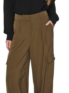 Hose Vila Winnie Mia Wide Cargo Braun Damen