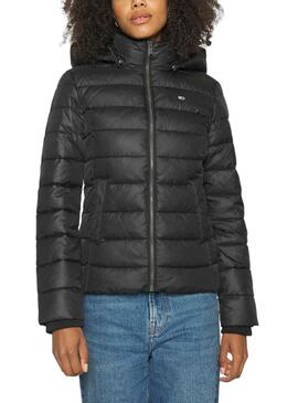 Jacke Tommy Jeans Basic Hooded Schwarz Damen