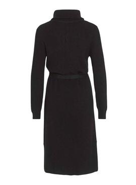 Kleid Vila Viril Half Zipper Schwarz für Damen