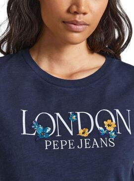 T-Shirt Pepe Jeans Samt Blau Marineblau für Damen