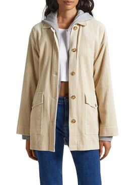 Überhemd Pepe Jeans Cordstoff Kelsey Beige Damen