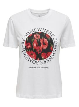 T-Shirt Only Betty Print Blumen Weiss für Damen