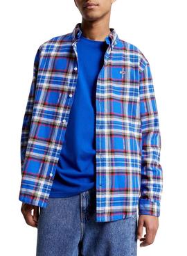 Hemd Tommy Jeans Relaxed Check Blau Herren