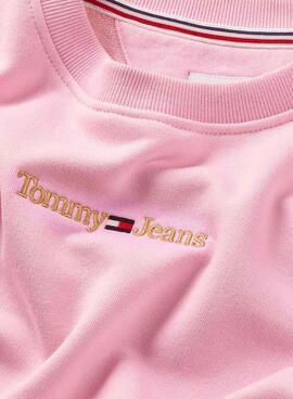 Sweatshirt Tommy Jeans Gold Linear Rosa für Damen