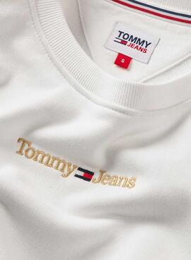 Sweatshirt Tommy Jeans Gold Linear Weiss Damen