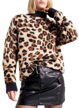 Pullover Tommy Jeans Cuello Perkins Leopardo Damen