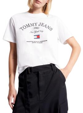 T-Shirt Tommy Jeans Lux Athletic Weiss Damen