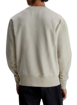 Sweatshirt Calvin Klein Jeans Gewebt Tab Crew Beige