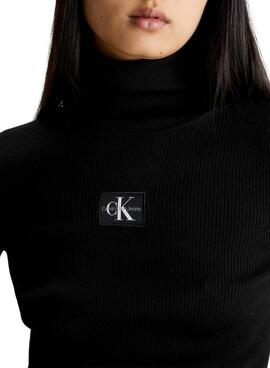 Pullover Calvin Klein Rollkragenpullover Badge Schwarz