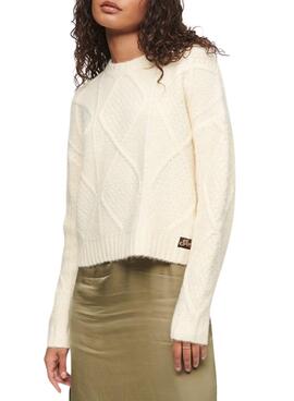 Pullover Superdry Chunky Kabel Beige für Damen