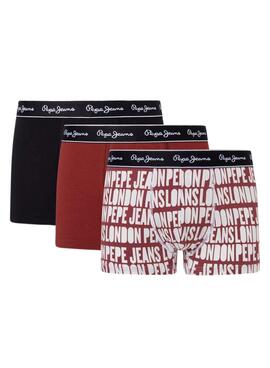 Pack 3 Boxer Pepe Jeans All über Bordeaux Herren