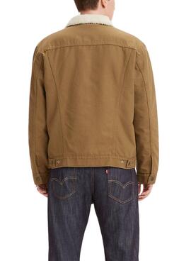 Jacke Denim Levis Trucker Sherpa Beige Herren